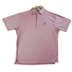 Peter Millar Polo Shirt Men XL Pink Stripe JUPITER Lion Golf Performance Stretch